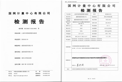 新年伊始，，，，，双喜临门！威胜集团单相智能物联电能通过国网计量中心全性能检测认证及荣获2021年度中国仪器仪表学会科技前进一等奖！