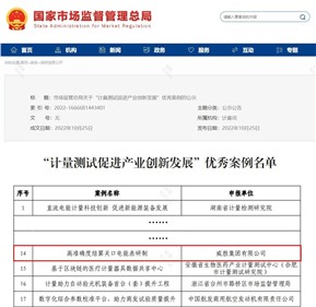 威胜集团入选天下计量测试增进工业立异生长优异案例
